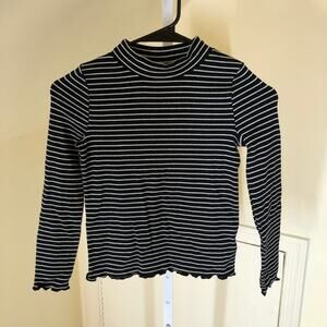 Cat & Jack NWOT Girls' Ribbed Black Striped Long Sleeve Knit Top Size S (6/7)